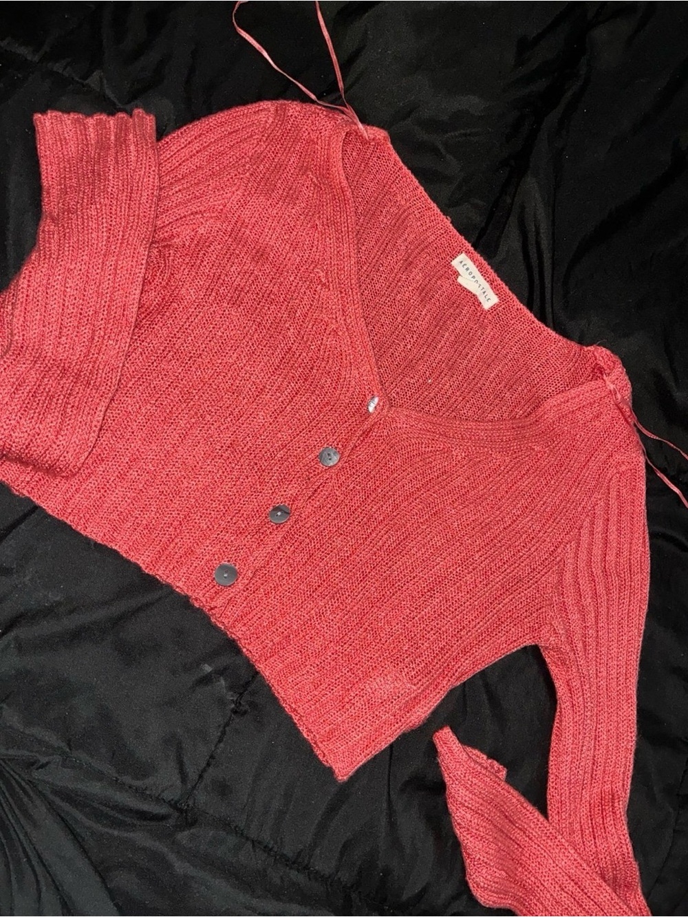 Pink V-Neck Button Cardigan Sweater
